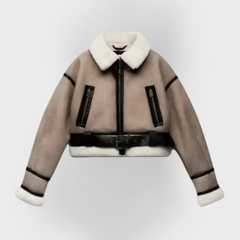 Bellini | Vielseitige khakifarbene Lederjacke