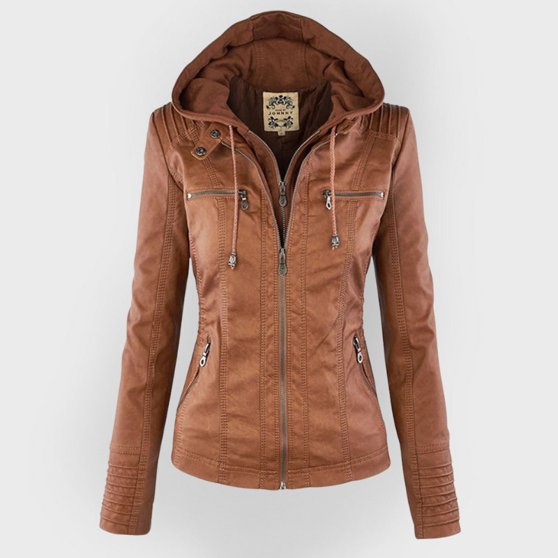 Bellini | Modische Lederjacke mit Kapuze