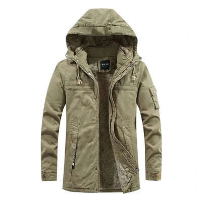 Ron | Warmer Herrenmantel mit Kapuze aus Fleece