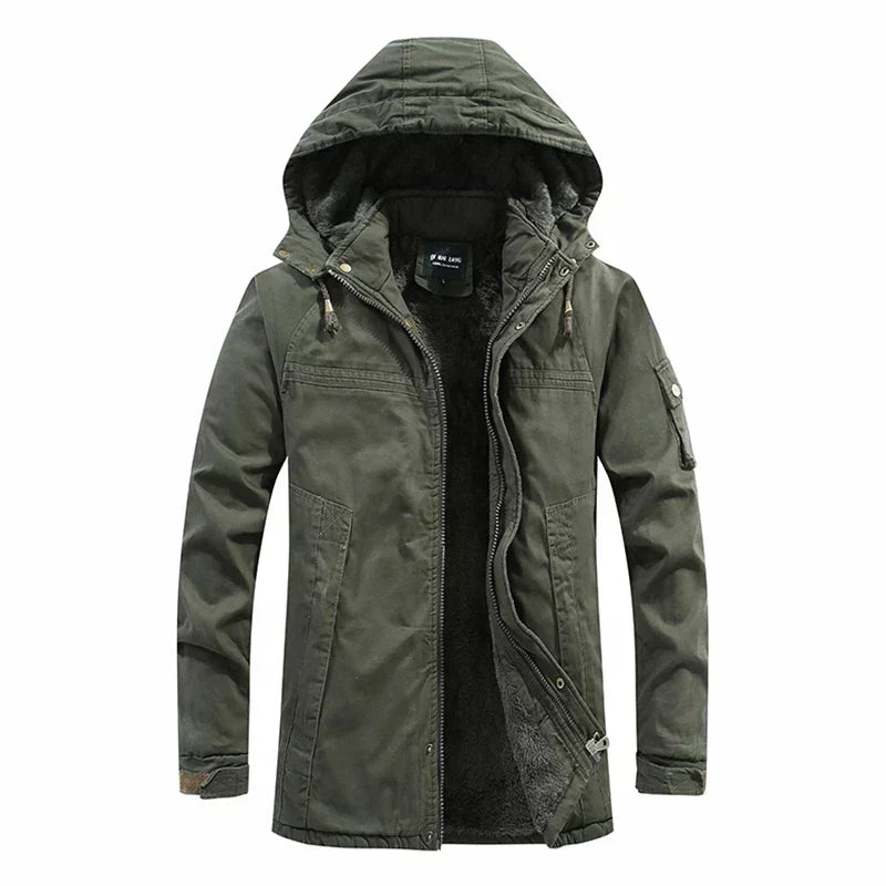 Ron | Warmer Herrenmantel mit Kapuze aus Fleece