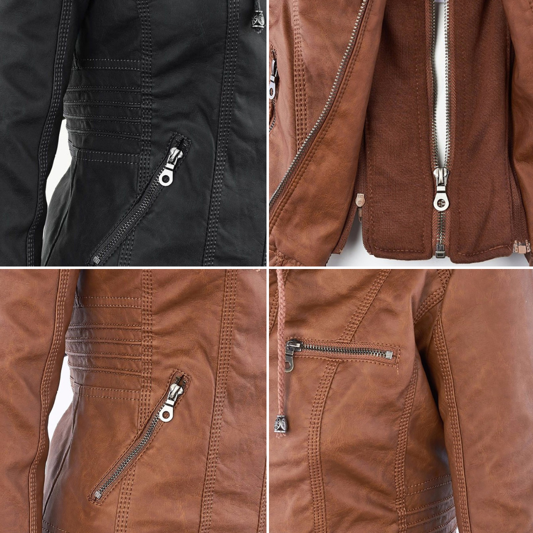 Bellini | Modische Lederjacke mit Kapuze