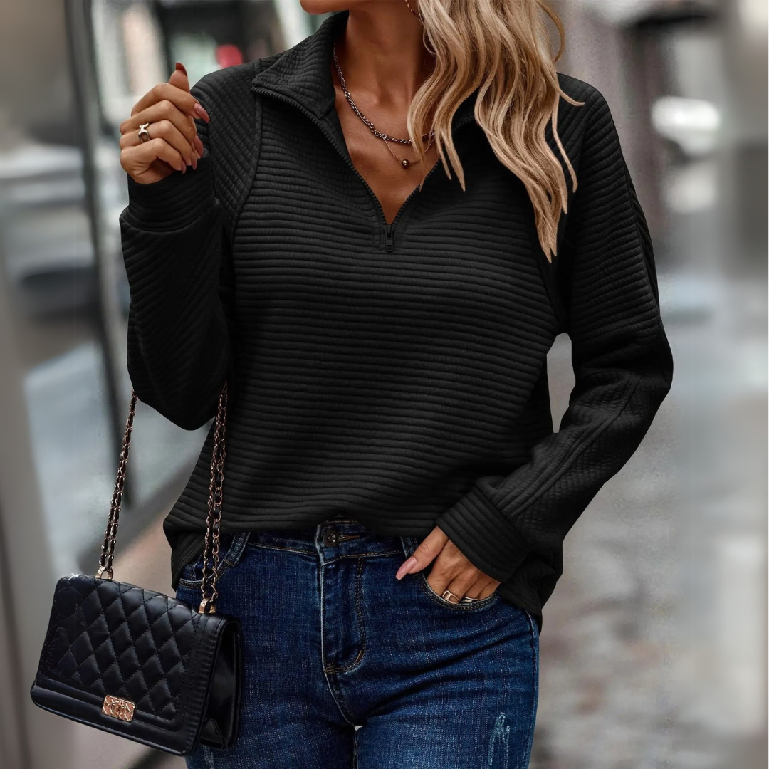 Suzanne | Pullover mit halbem Reißverschluss