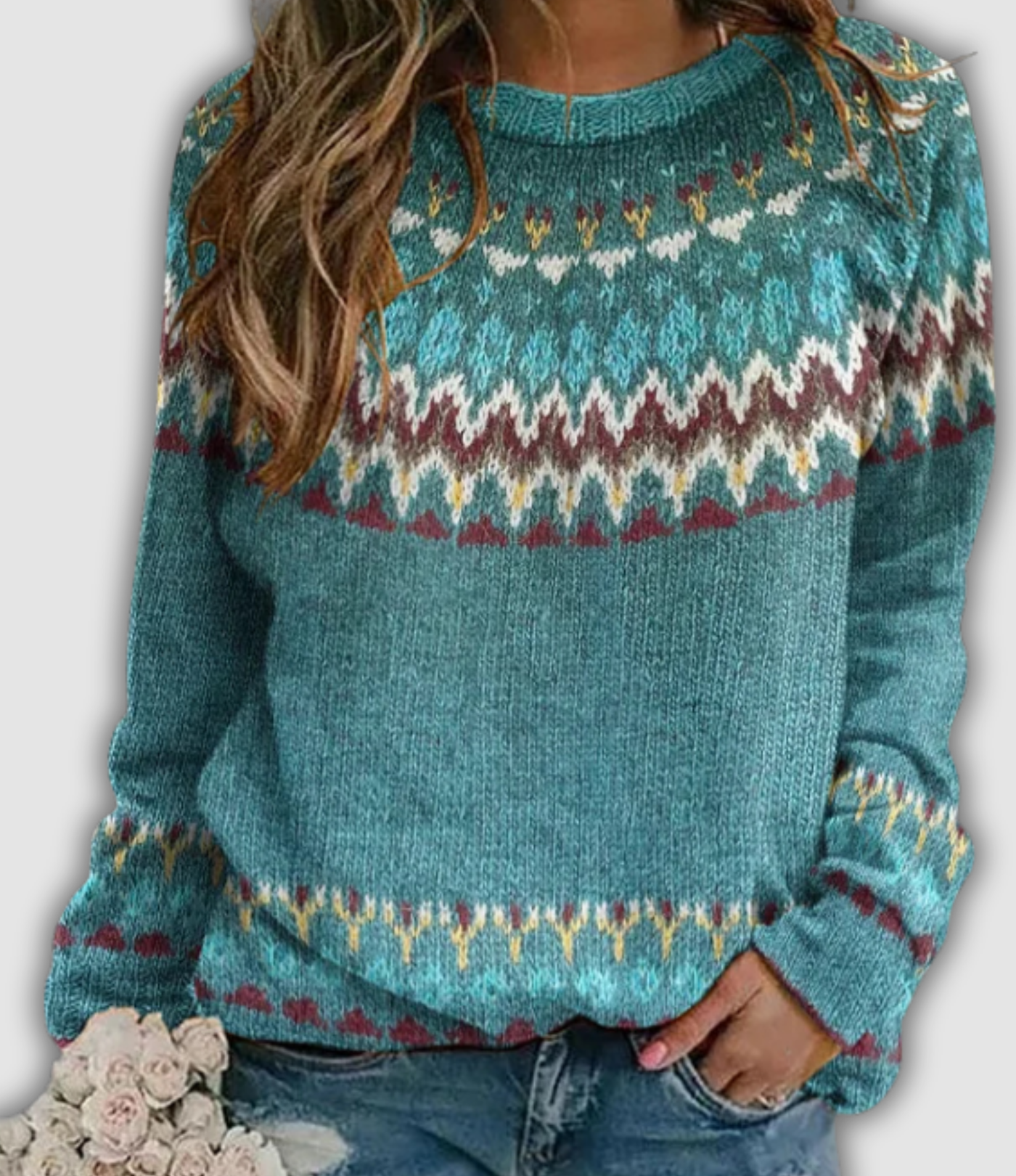 Alvara | Retro Sweatshirt mit Wellenmuster