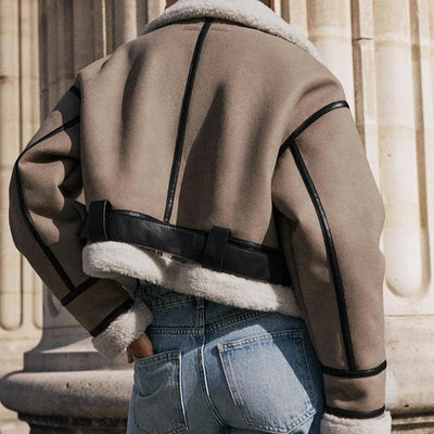 Bellini | Vielseitige khakifarbene Lederjacke