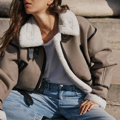 Bellini | Vielseitige khakifarbene Lederjacke