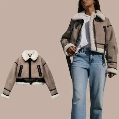 Bellini | Vielseitige khakifarbene Lederjacke