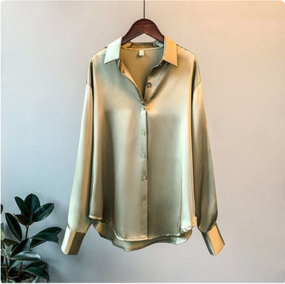 Olivia | Luxuriöse Satinbluse mit langen Ärmeln